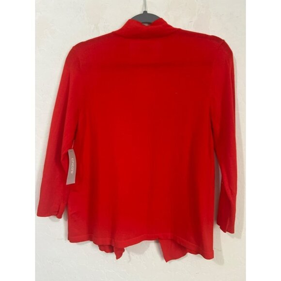 Chicos Sz 1 (US M US 8) Flame Scarlet The Perfect Layer Cardigan Sweater Cotton, - Picture 4 of 5